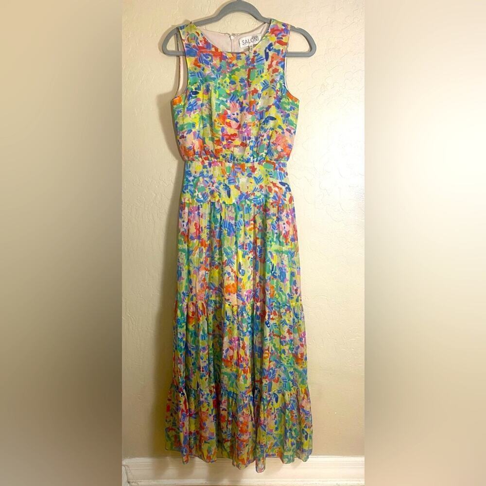 Saloni sleeveless floral print silk maxi